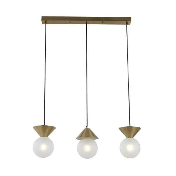 Kefovaná mosadzná lineárna 3-svetlá prívesná lampa