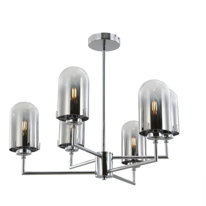 Chrómový kovový údenový kupolový sklenený prívesok lampa