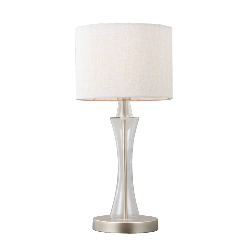 Súčasná krémová biela textilná stolová lampa