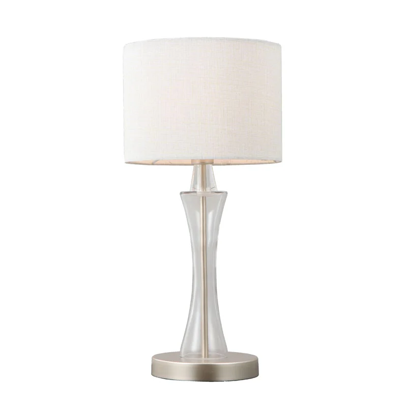 Súčasná krémová biela textilná stolová lampa