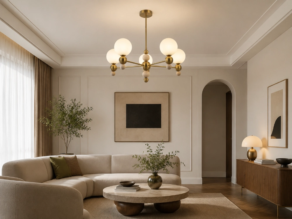 modern yellow travertine chandelier wholesale by Strong Lighting