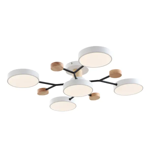 Moderná stropná lampa LED s prízvukom z dreva