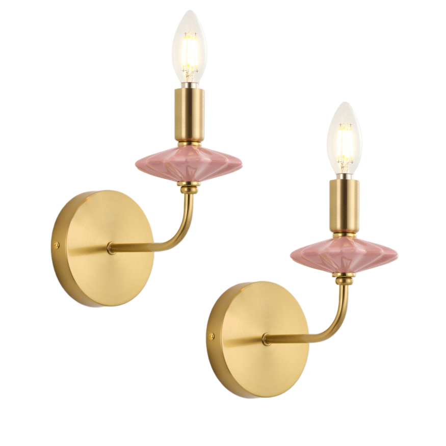 Ružová keramická nástenná lampa na sviečku